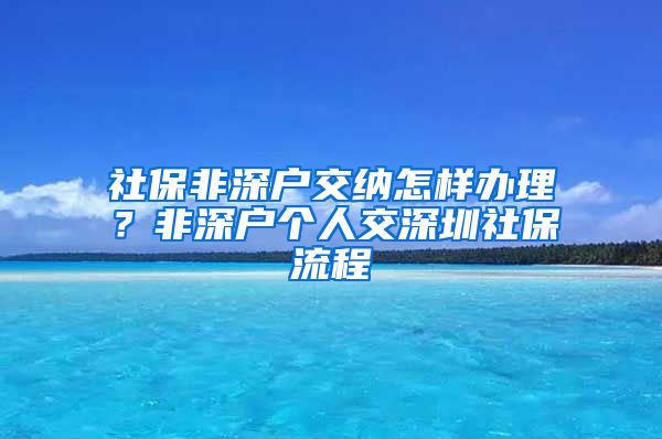 社保非深户交纳怎样办理？非深户个人交深圳社保流程