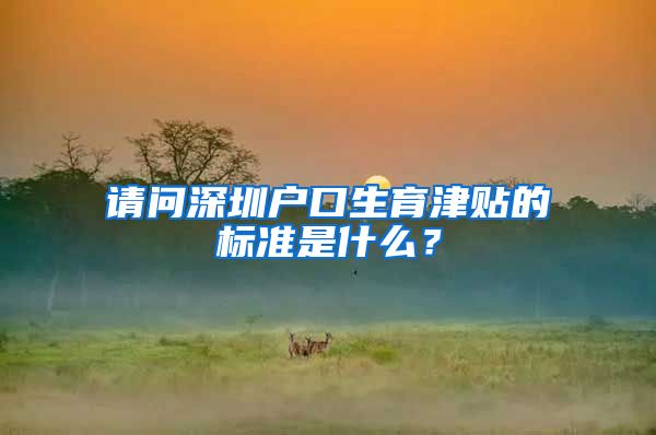 请问深圳户口生育津贴的标准是什么？