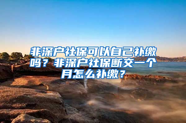 非深户社保可以自己补缴吗？非深户社保断交一个月怎么补缴？