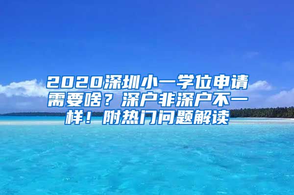 2020深圳小一学位申请需要啥？深户非深户不一样！附热门问题解读