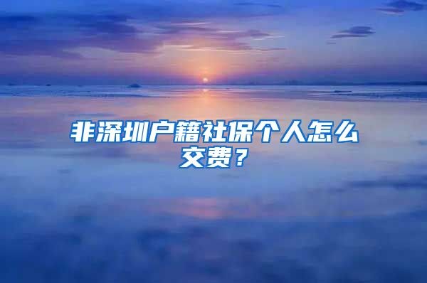 非深圳户籍社保个人怎么交费？