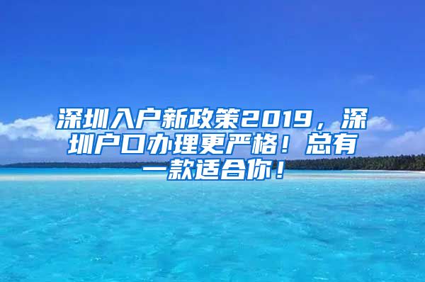 深圳入户新政策2019，深圳户口办理更严格！总有一款适合你！