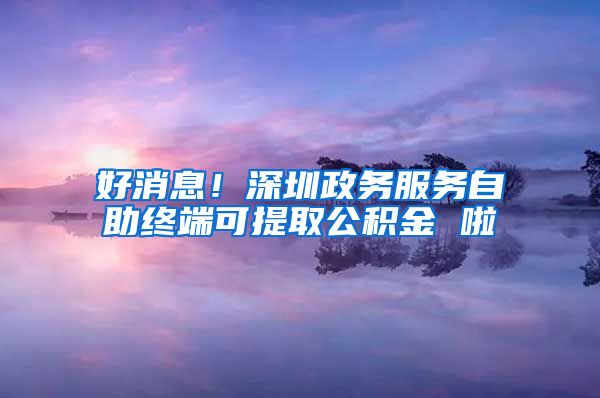 好消息！深圳政务服务自助终端可提取公积金 啦