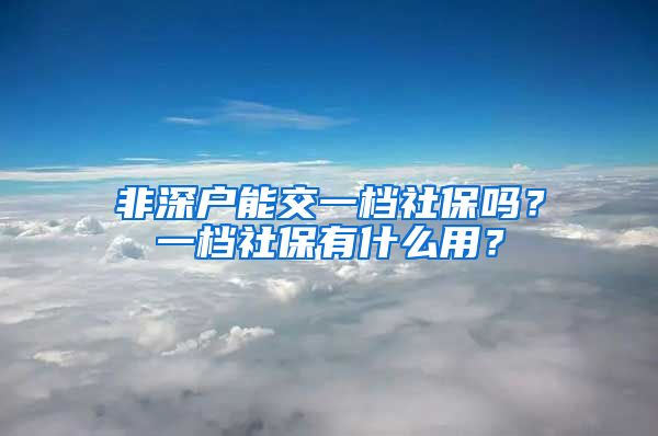 非深户能交一档社保吗？一档社保有什么用？