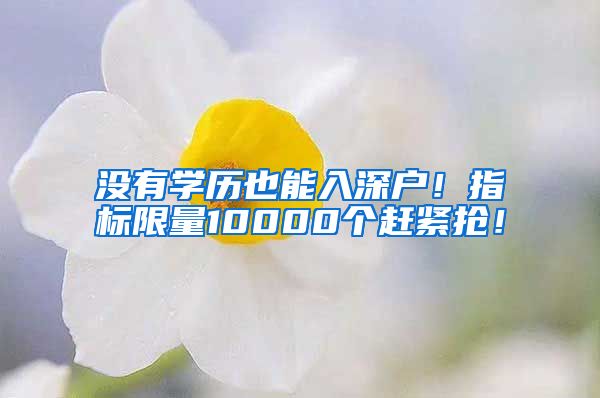 没有学历也能入深户！指标限量10000个赶紧抢！