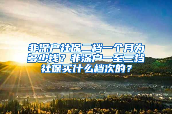 非深户社保二档一个月为多少钱？非深户一至三档社保买什么档次的？