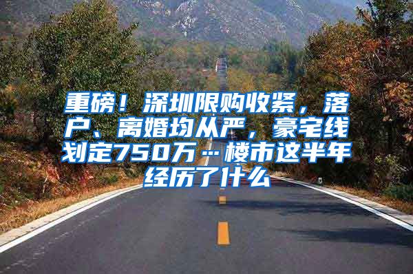 重磅！深圳限购收紧，落户、离婚均从严，豪宅线划定750万…楼市这半年经历了什么