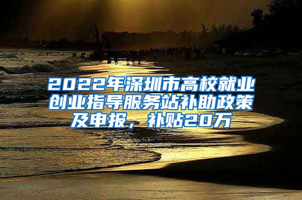 2022年深圳市高校就业创业指导服务站补助政策及申报，补贴20万