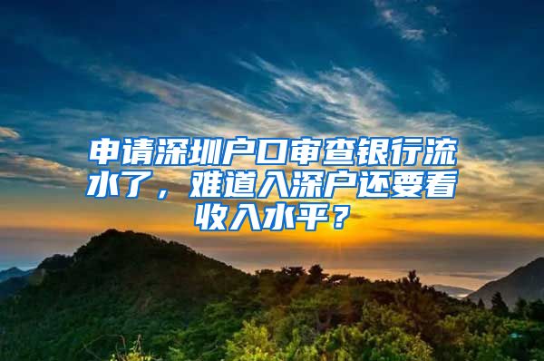 申请深圳户口审查银行流水了，难道入深户还要看收入水平？