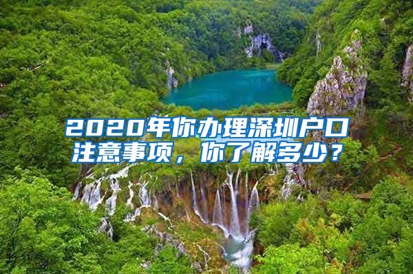 2020年你办理深圳户口注意事项，你了解多少？