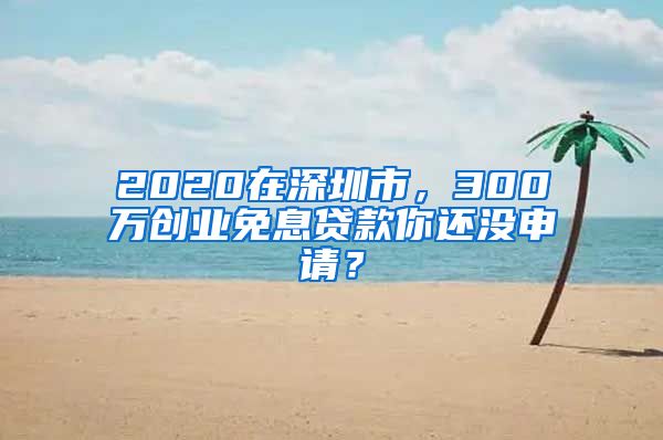 2020在深圳市，300万创业免息贷款你还没申请？