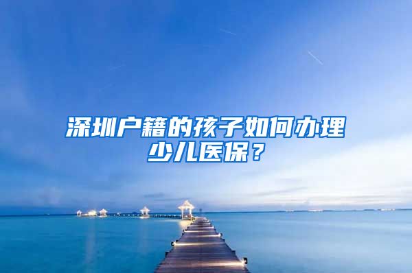 深圳户籍的孩子如何办理少儿医保？