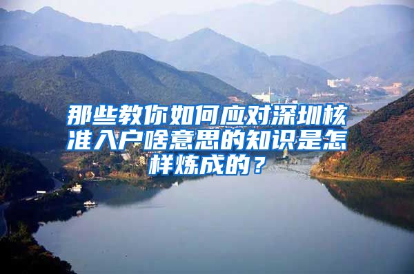 那些教你如何应对深圳核准入户啥意思的知识是怎样炼成的？