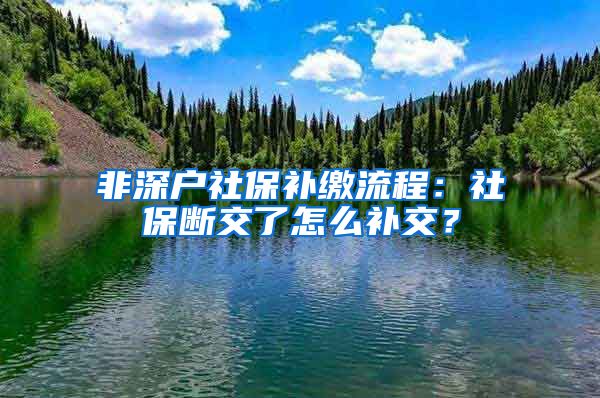 非深户社保补缴流程：社保断交了怎么补交？