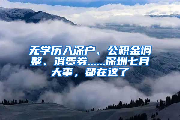 无学历入深户、公积金调整、消费券......深圳七月大事，都在这了