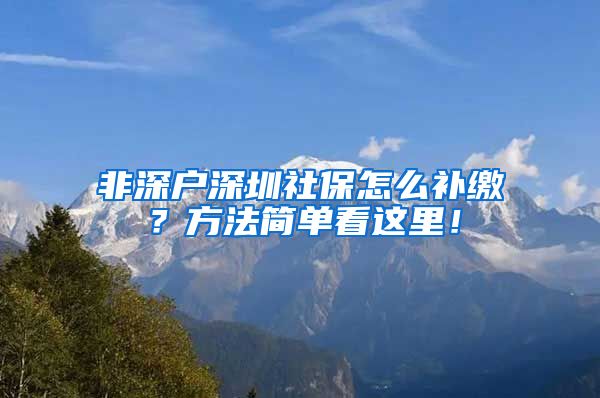 非深户深圳社保怎么补缴？方法简单看这里！