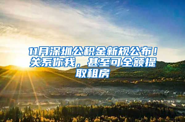 11月深圳公积金新规公布！关系你我，甚至可全额提取租房