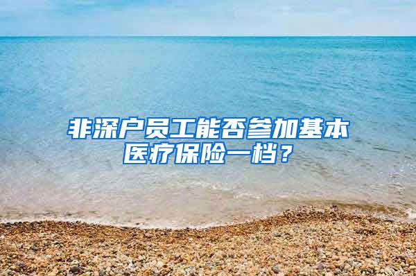 非深户员工能否参加基本医疗保险一档？