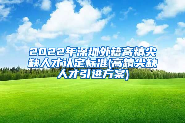 2022年深圳外籍高精尖缺人才认定标准(高精尖缺人才引进方案)