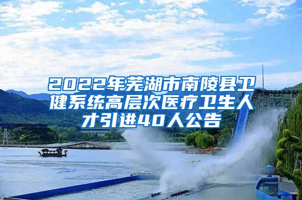 2022年芜湖市南陵县卫健系统高层次医疗卫生人才引进40人公告