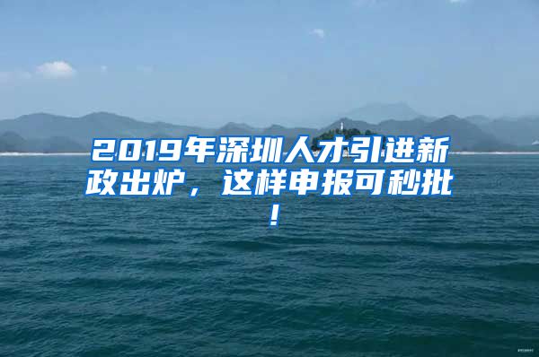 2019年深圳人才引进新政出炉，这样申报可秒批！