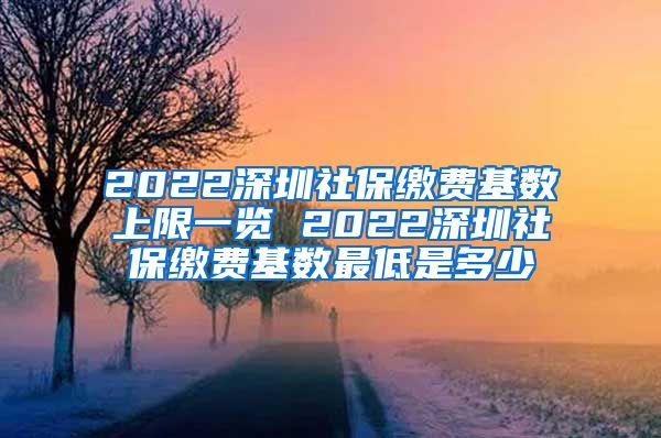 2022深圳社保缴费基数上限一览 2022深圳社保缴费基数最低是多少