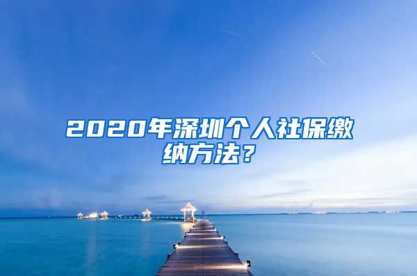 2020年深圳个人社保缴纳方法？