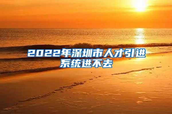 2022年深圳市人才引进系统进不去