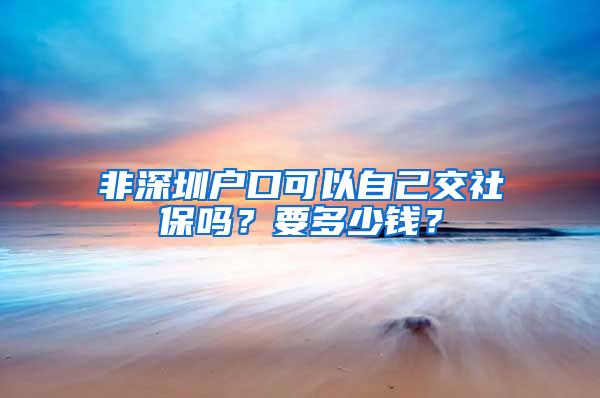 非深圳户口可以自己交社保吗？要多少钱？