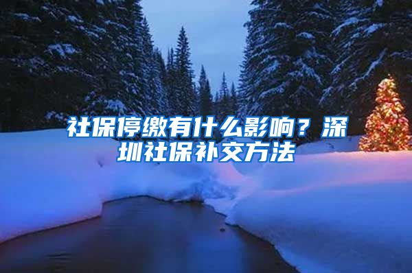 社保停缴有什么影响？深圳社保补交方法