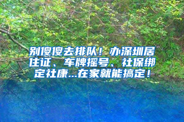 别傻傻去排队！办深圳居住证、车牌摇号、社保绑定社康...在家就能搞定！