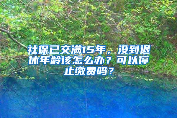 社保已交满15年，没到退休年龄该怎么办？可以停止缴费吗？