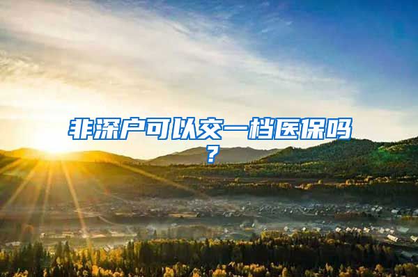 非深户可以交一档医保吗？