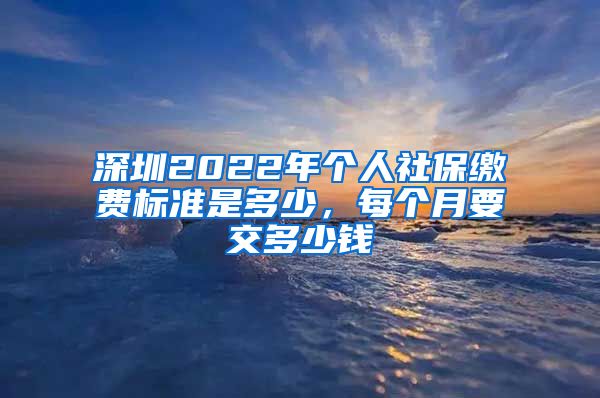 深圳2022年个人社保缴费标准是多少，每个月要交多少钱