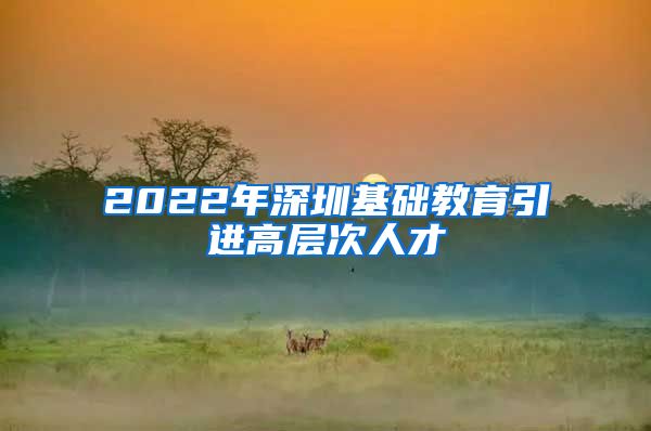 2022年深圳基础教育引进高层次人才