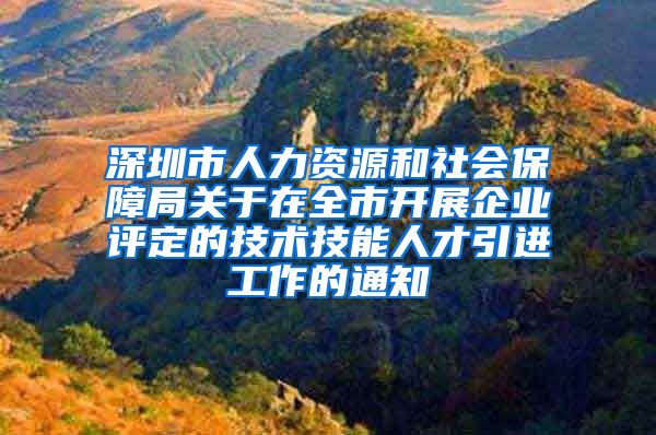 深圳市人力资源和社会保障局关于在全市开展企业评定的技术技能人才引进工作的通知