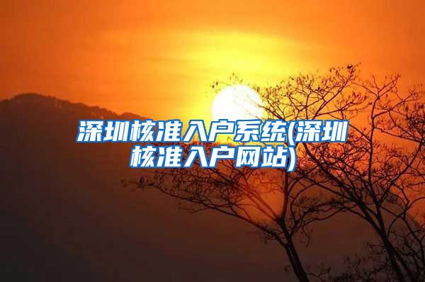 深圳核准入户系统(深圳核准入户网站)