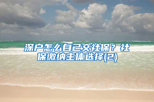 深户怎么自己交社保？社保缴纳主体选择(2)