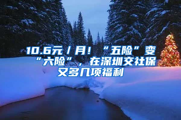 10.6元／月！“五险”变“六险”，在深圳交社保又多几项福利