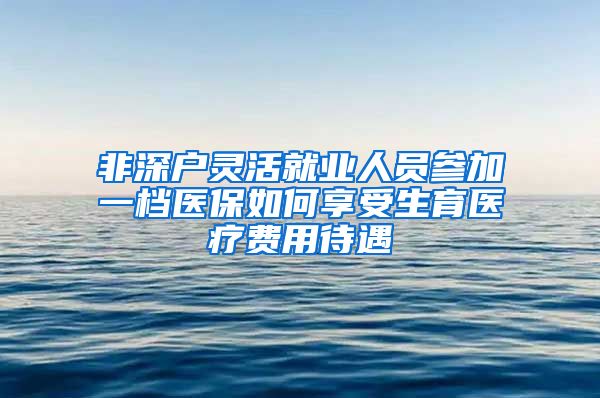 非深户灵活就业人员参加一档医保如何享受生育医疗费用待遇