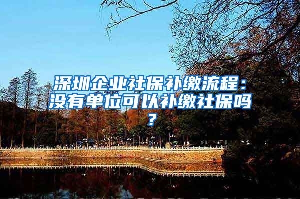 深圳企业社保补缴流程：没有单位可以补缴社保吗？