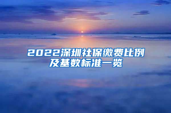 2022深圳社保缴费比例及基数标准一览