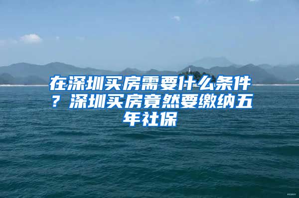 在深圳买房需要什么条件？深圳买房竟然要缴纳五年社保