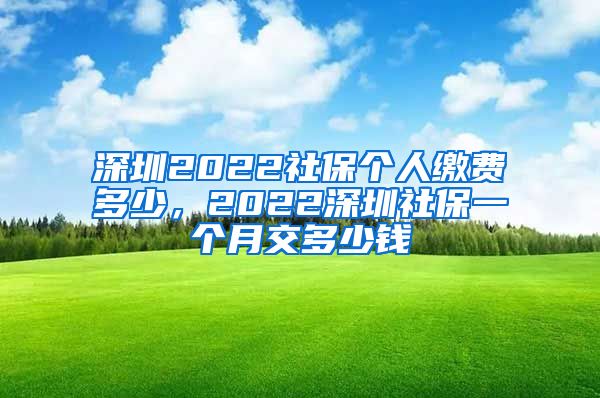 深圳2022社保个人缴费多少，2022深圳社保一个月交多少钱