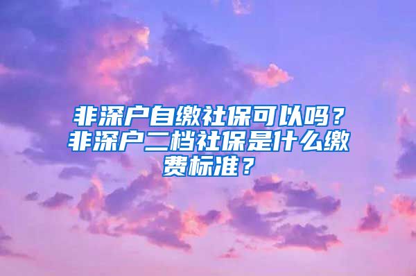 非深户自缴社保可以吗？非深户二档社保是什么缴费标准？