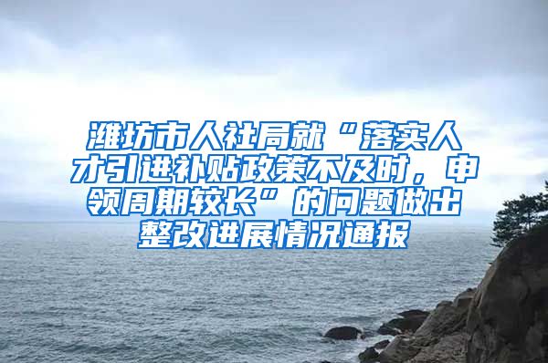 潍坊市人社局就“落实人才引进补贴政策不及时，申领周期较长”的问题做出整改进展情况通报