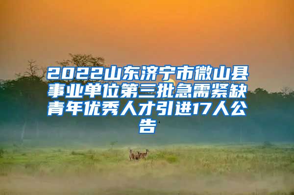 2022山东济宁市微山县事业单位第三批急需紧缺青年优秀人才引进17人公告