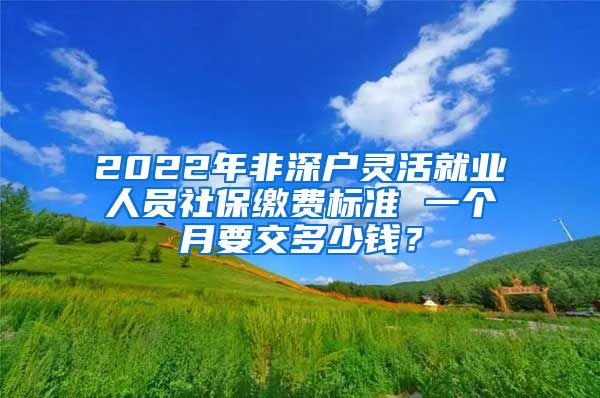 2022年非深户灵活就业人员社保缴费标准 一个月要交多少钱？