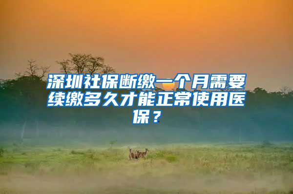 深圳社保断缴一个月需要续缴多久才能正常使用医保？