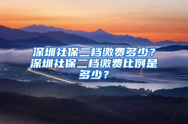 深圳社保二档缴费多少？深圳社保二档缴费比例是多少？